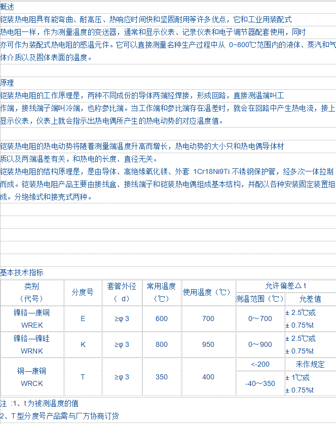 鎧裝熱電阻